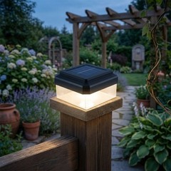 Solar Fence Light LED Mounts Easily on Rod Mat Fence Posts Black Color