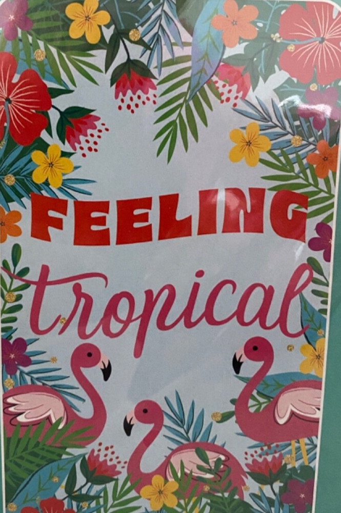 Feeling Tropical / flamingos DOOR COVER Luau Mural Party Wall Decor Poster