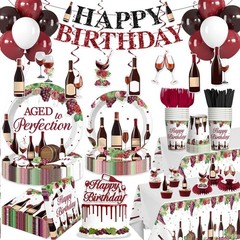 Wine Themed «Aged to Perfection» Birthday Decorations for 25 Guests NEW