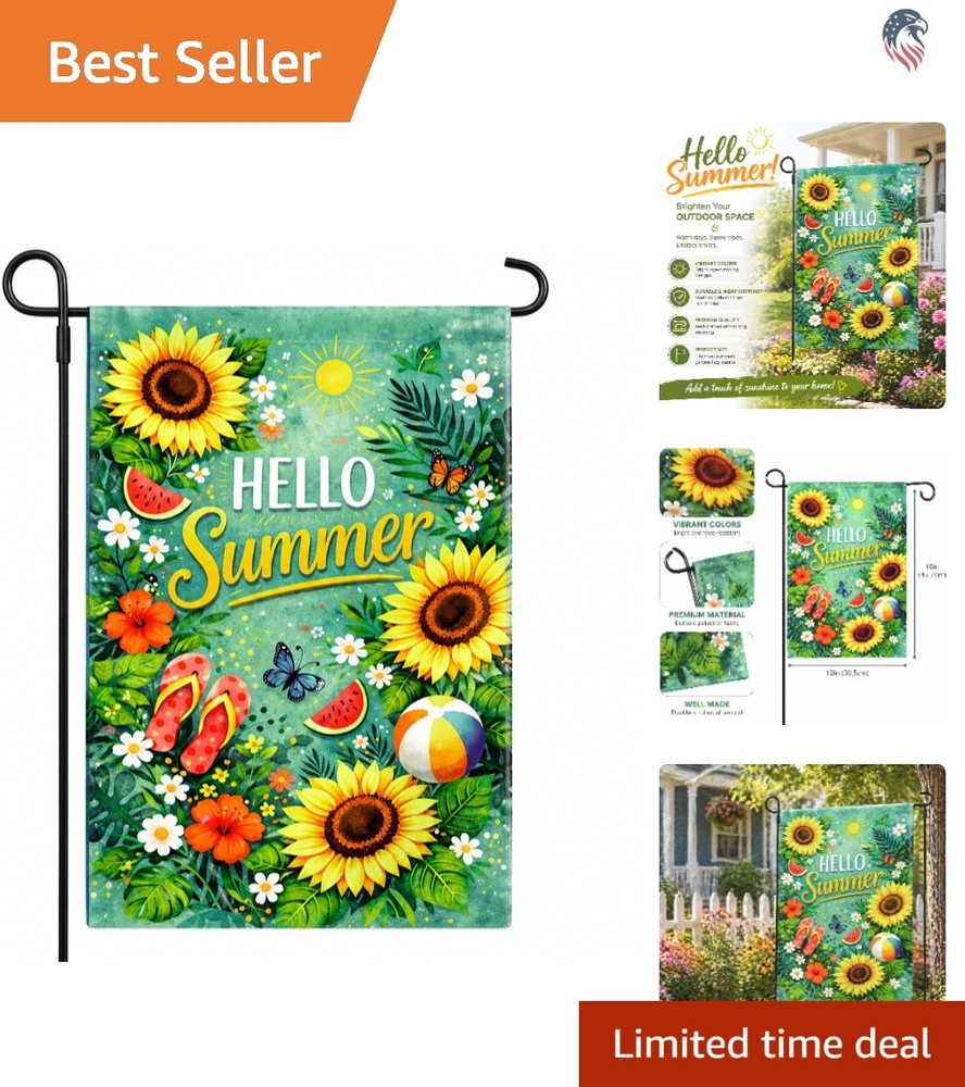 Compatible Sunflower Welcome Garden Flag Summer Yard Decor Polyester Outdoor