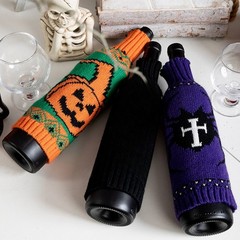 1PC Halloween Knitted Wine Bottle Cover Party Dining Table Champagne Decoration