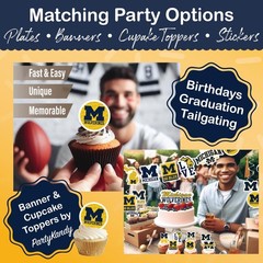 Michigan Party Supplies Set – 37 Piece Tablecloth, Plates & Napkins for Graduati