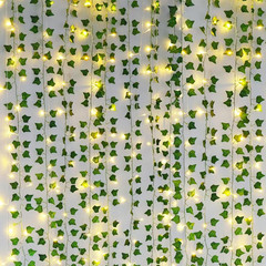 Fake Vines for Room Decor(12 Pack 84 Ft),With CE Certified 80 LED String Lights,