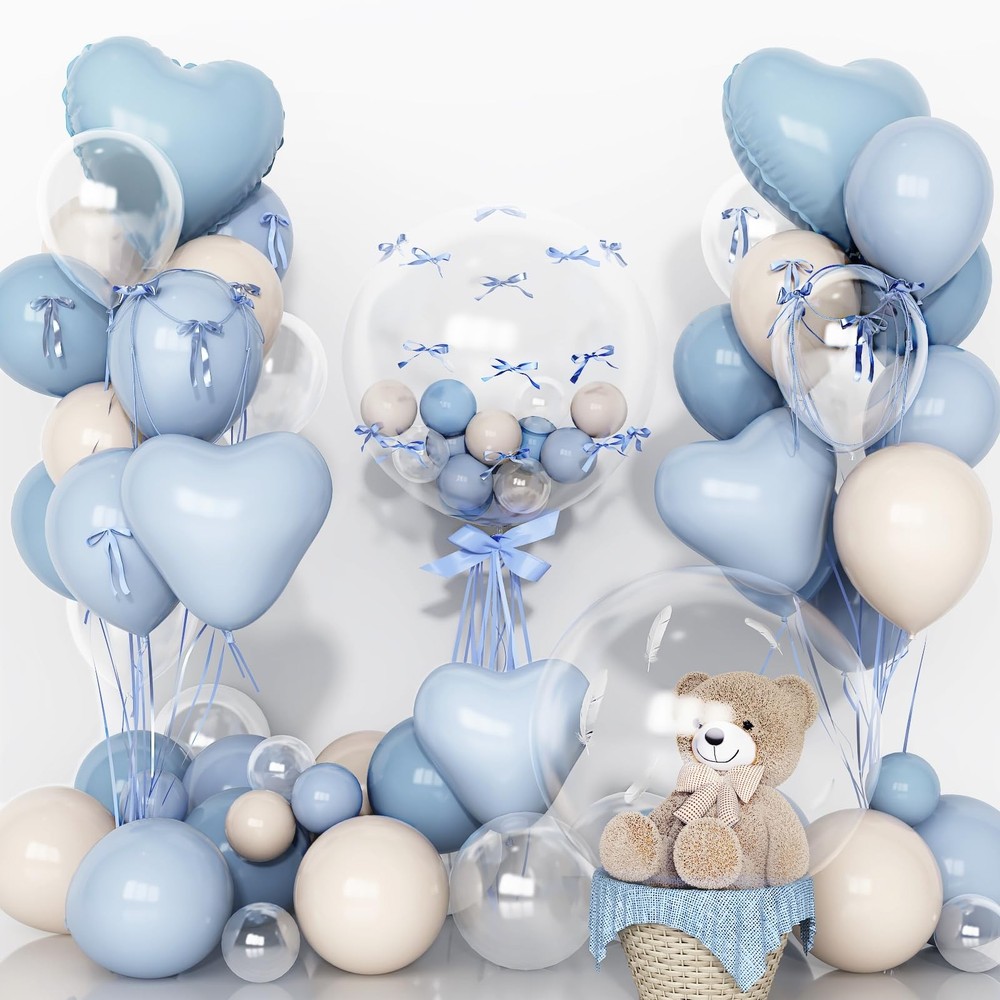Baby Light Blue Cream Balloons Party Decorations, 20 Inch Bobo Pale Pastel Bl…