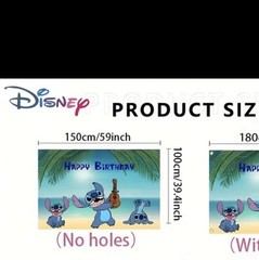 Lilo & Stitch Happy Birthday Surprise Cake Banner 40X60″ Backdrop Wall Decor