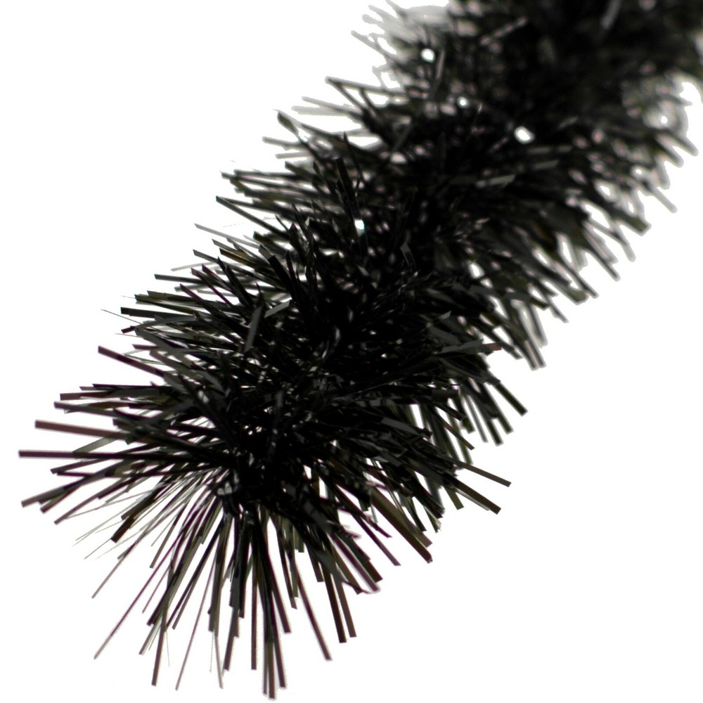 30FT Shiny Metallic Black Tinsel Garland Christmas Plastic Fringe Foil