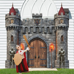 4 PCS Medieval Entryway Party Decorations Castle Door Covers Hanging Banner
