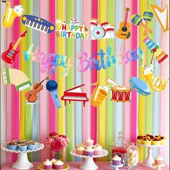 Musical Birthday Party Decorations Colorful Musical Instrument Theme Banners …