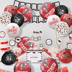 Graduation Black and Red Balloons 2026 Grad Latex Confetti Balloons with Con…