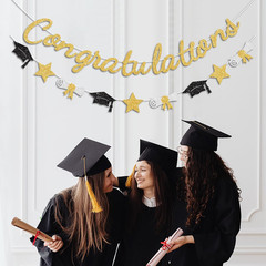 Congratulations Banner Gold Graduation Decorations Class of 2026 Prestrung Congr