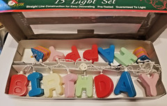 Happy Birthday Blow Mold String Light Set 3″ Tall Letters Kurt S. Adler RARE