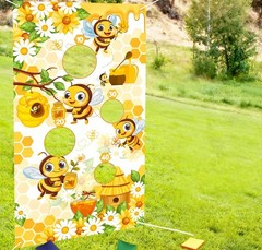 Bee Theme Toss Games with Bean Bags, Bee Theme Toss Games Backdrop Banner for…