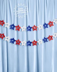 10ft Red, White & Blue Paper Star Banner Set of 2 for Patriotic Celebrations