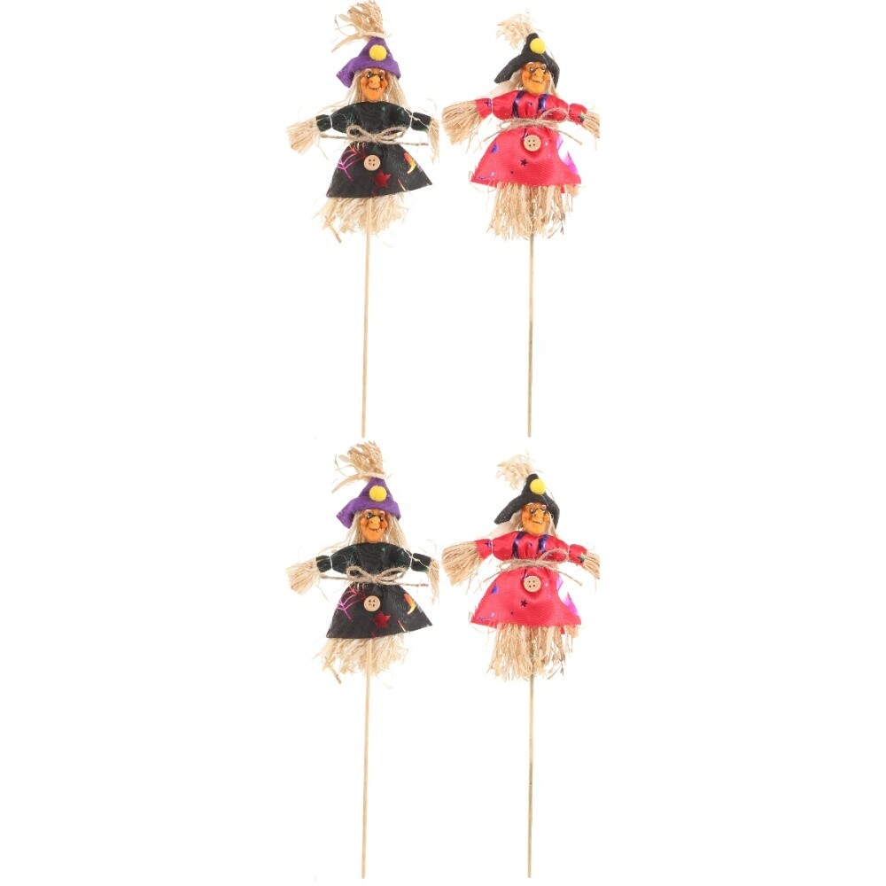 4 Pcs mini scarecrow on a stick Garden Portable Outdoor Scarecrow Decors Garden