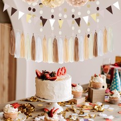 Boho Baby-Shower White-Brown Champagne Party-Decorations – 28pcs Neutral Wedd…