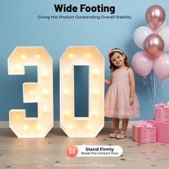 30th Birthday Party Decoration, Light Up Numbers for Birthd, 30 Light Up Numbers
