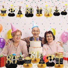 8 Pieces 80Th Birthday Table Decorations for Men and Women, Happy 80Th Honeycomb