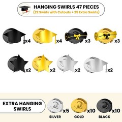 KatchOn Hanging Graduation Decorations 2026 | Black and Gold Graduation Hangi…
