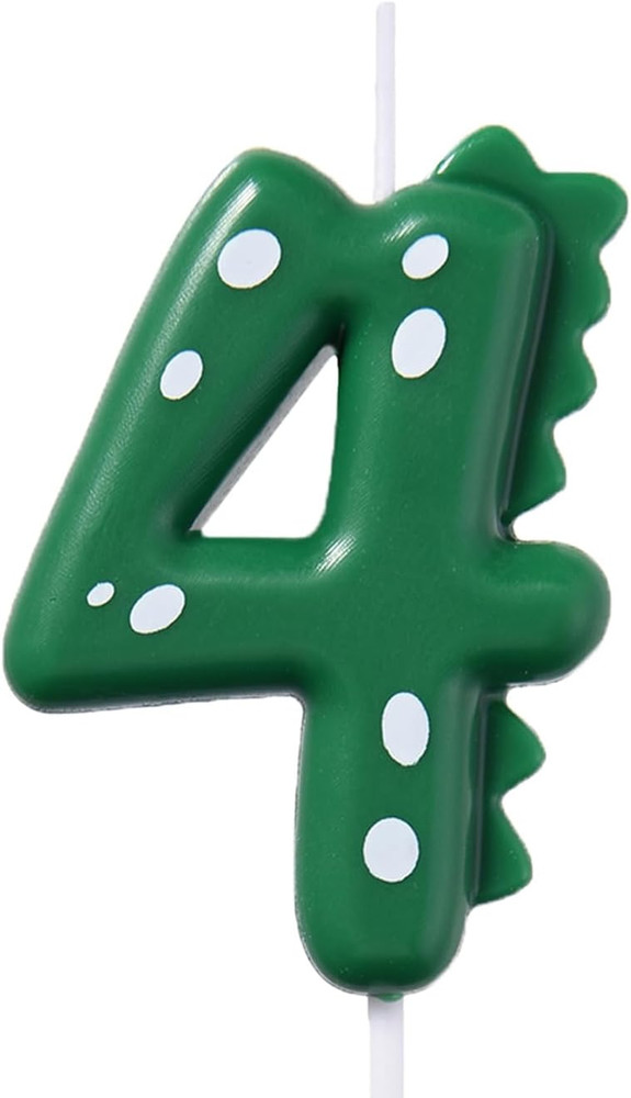 2.76 Inch Green 1 Dinosaur Birthday Candle, Dinosaur Birthday Decorations, Dinos