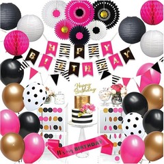 Stunning Hot Pink & Black Birthday Celebration Set for Ladies – Versatile & Fun