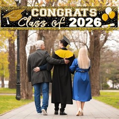 Giant Congrats Grad Banner 9.8ft for Class of 2026 – Perfect for Parties