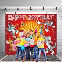 Tom and Jerry Party Decorations Party Supplies Backdrop Banner Birthday Gift