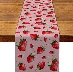 Strawberry Table Runner Summer Girl Baby Shower Birthday Party Decoration Home D