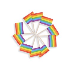 100 Pcs Rainbow Pride Toothpick Flag,Gay LGBTQ Mini Rainbow Gay Pride Toothpi…