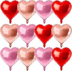 12PCS 18” Heart Foil Balloons Rose Gold Red Pink Valentines Wedding Party