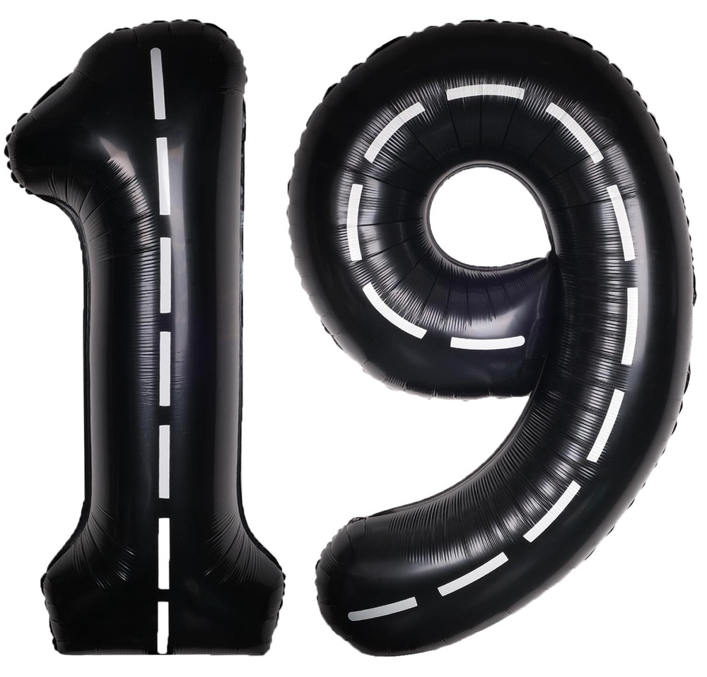 Race Car 40Inch Black 19 Balloon Number Large Helium Race Track 0-9 Giant Dig…