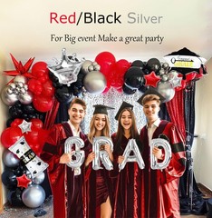 Luftparty Black Red And Silver Balloon Garland Arch Kit 130Pcs Red And Silver