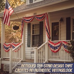 4 Pcs Vintage Tea-Stained Bunting American Flag with Star 250th Anniversary P…
