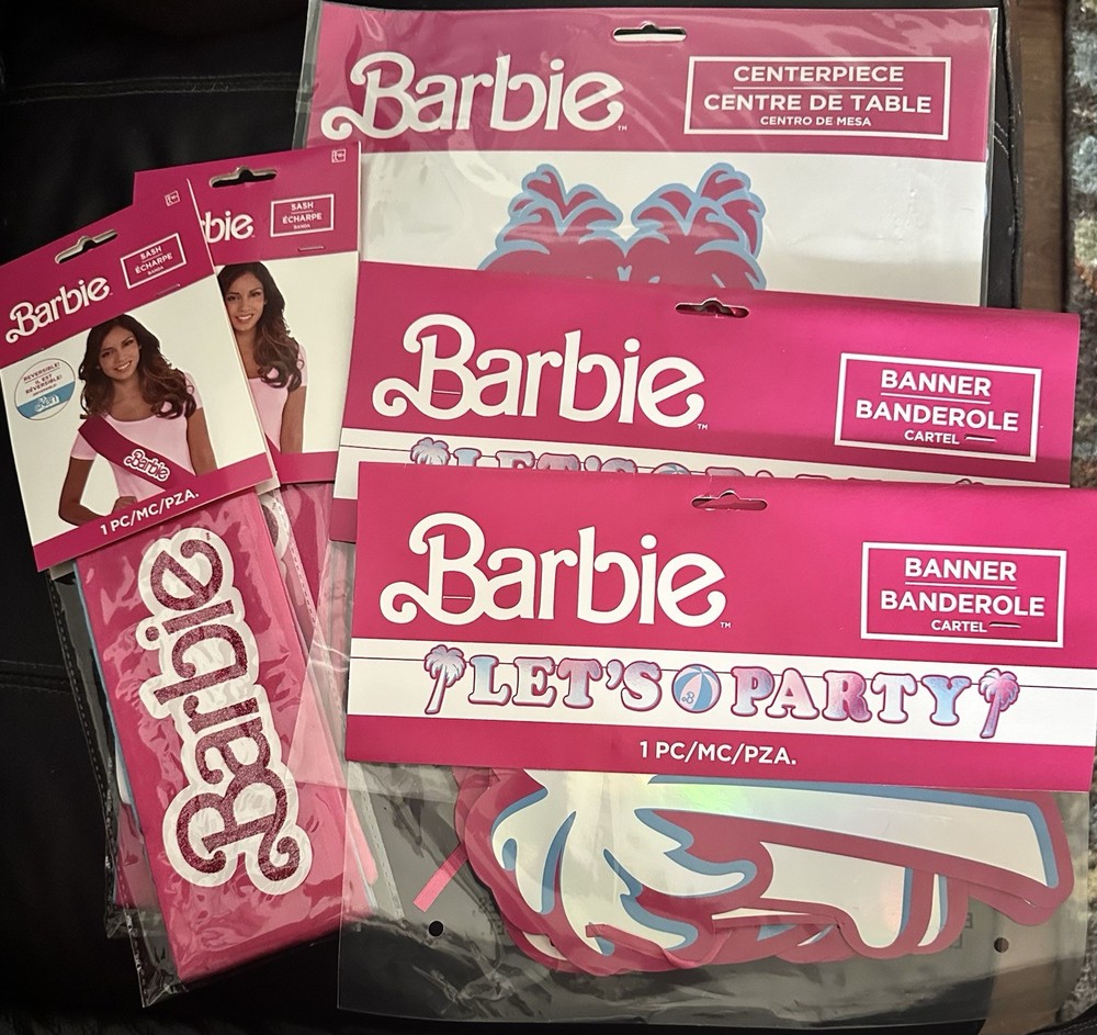 Barbie Birthday Party Decorations Lot 2 Sashes 2 Banner 1 Centerpiece 5 piece