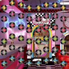 8 Pieces Rock and Roll Party Decorations Retro Record Paper Garlands Vintage The