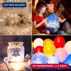 100pcs Warm White LED Balloon Light,Round Led Flash Ball Lamp for Paper Lantern
