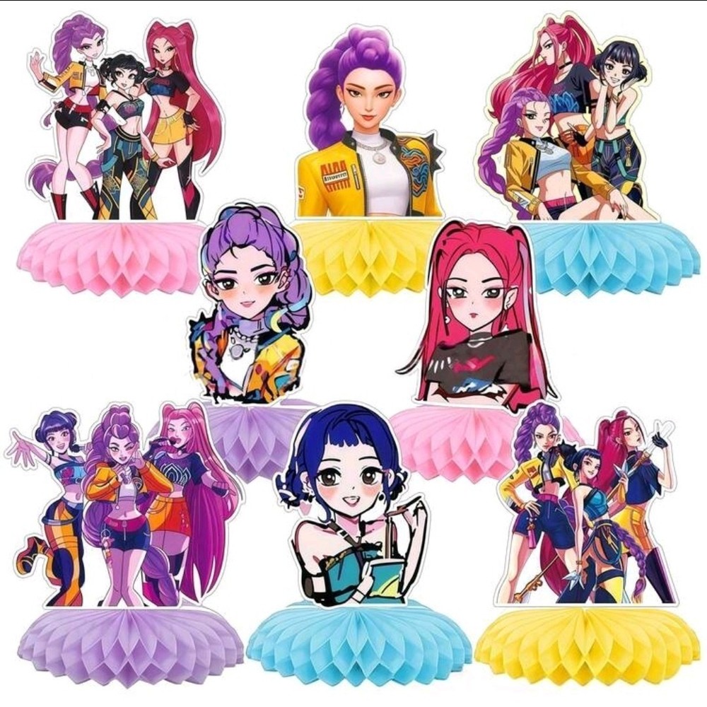 Purple Kpop Hunters Table Party Decorations 8pcs