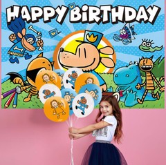 Dog Man Birthday Decoration Set Party Supplies Balloon Backdrop Cake Topper