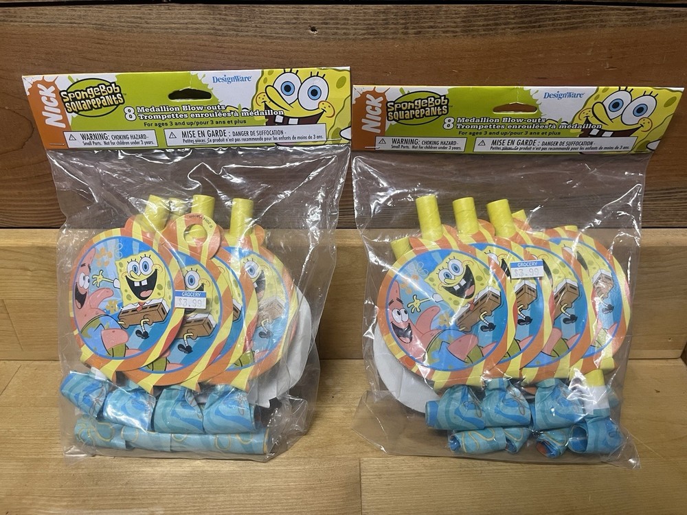 Two Packs 2004 Nickelodeon SpongeBob SquarePants Medallion Blow-outs 16 Total #2