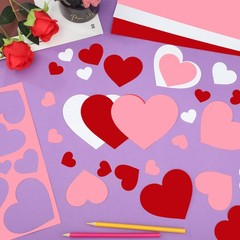 360 PCS Red Pink White Heart Paper Cutouts 2Sided Card Stock Die Cut Craft