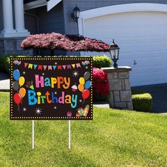 Happy Birthday Party Yard Sign Colorful Birthday Garden Yard Signs with Stakes K