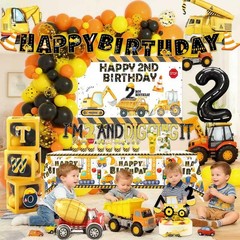 Construction 2nd Party Supplies Boy Dump Truck Digger Zone 2nd Decorations in…