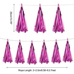 30Pcs Bright Rose Red Tassel Garland Banner with Rope