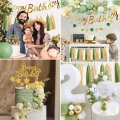 Upgraded Sage Green Birthday Party Decorations for Girls Women with Happy Birthd