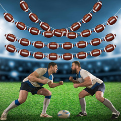 4 Pack Football Party Decorations, 32 PCS Football Cardboard Pre-Assemble Game D