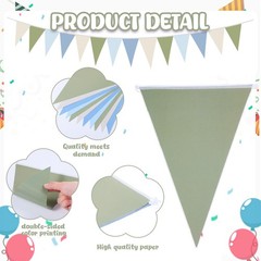 49.2 Ft / 60 Pieces Blue and Green Party Decorations Pennant Banner Triangle …