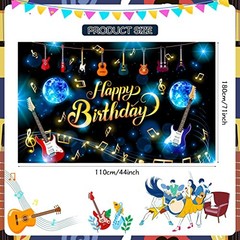 Music Note Guitar Happy Birthday Banner, Musical Note Rock and Roll Party