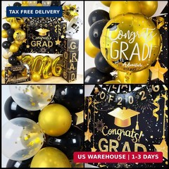 2026 Graduation Decorations Class of 2026 Black and Gold Congrats Grad Balloons,