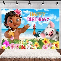 Ocean Moana Backdrop Girls Happy Birthday Party Background Banner Decoration