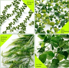 Sggvecsy Fake Hanging Plants 4 Pack Artificial 4 Pack, Green