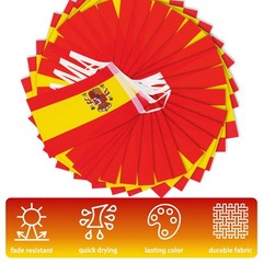 Spain String Flag Pennant Banner, Small Mini Spanish Flags Bunting Banner,